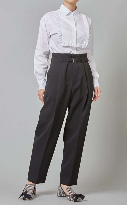 ハイウエストウールテーパードパンツ