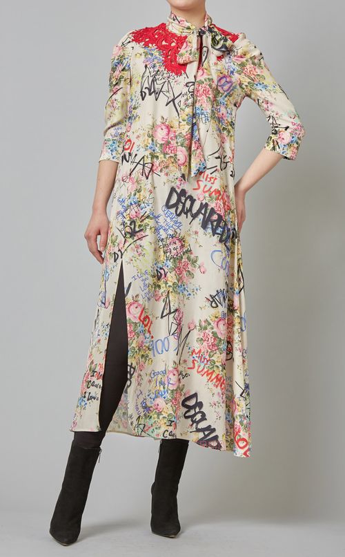 フラワープリントロングワンピース