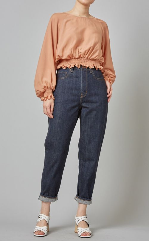 フリルカラーシャーリングブラウス