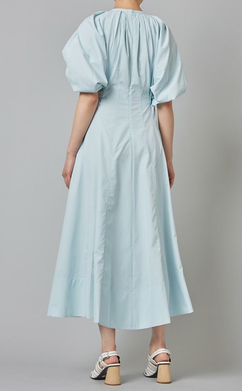 シャーリングスリーブミディワンピース