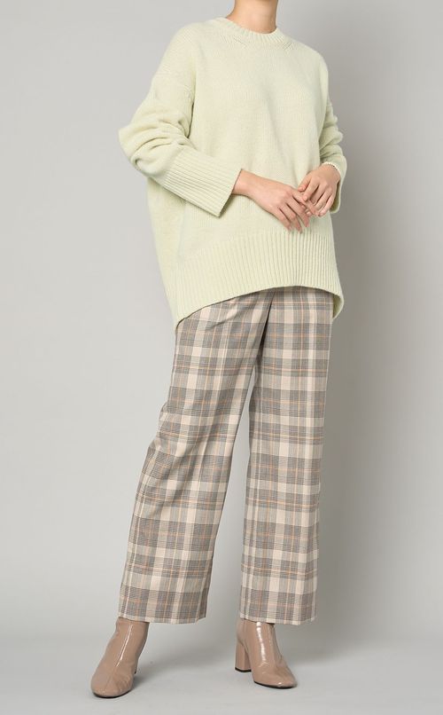 センタープレスチェックワイドパンツ