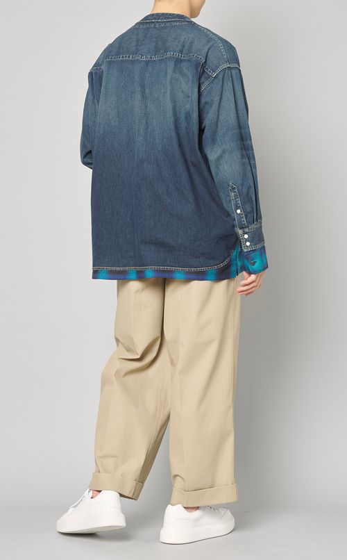 フェイクレイヤードデニムシャツ