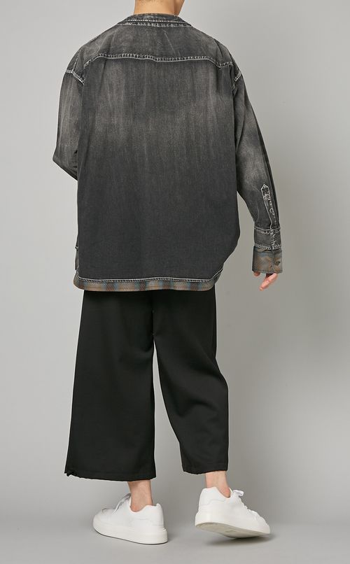 フェイクレイヤードデニムシャツ