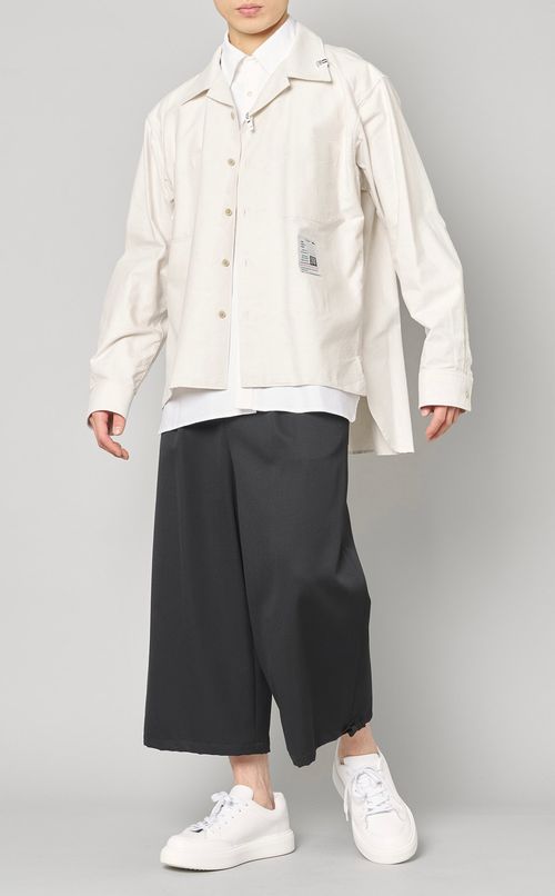 裾紐クロップドワイドパンツ