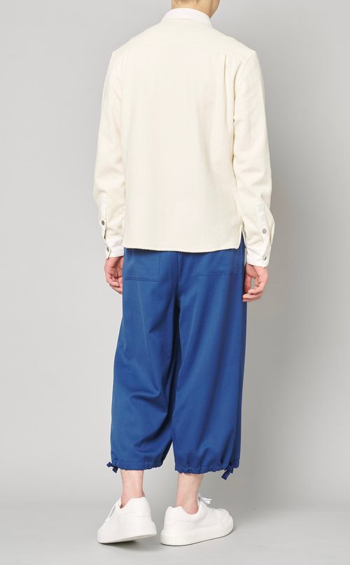 バイカラードットボタンシャツ