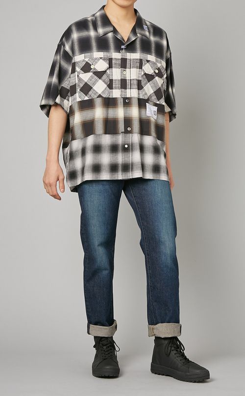 4カットハーフスリーブチェックシャツ
