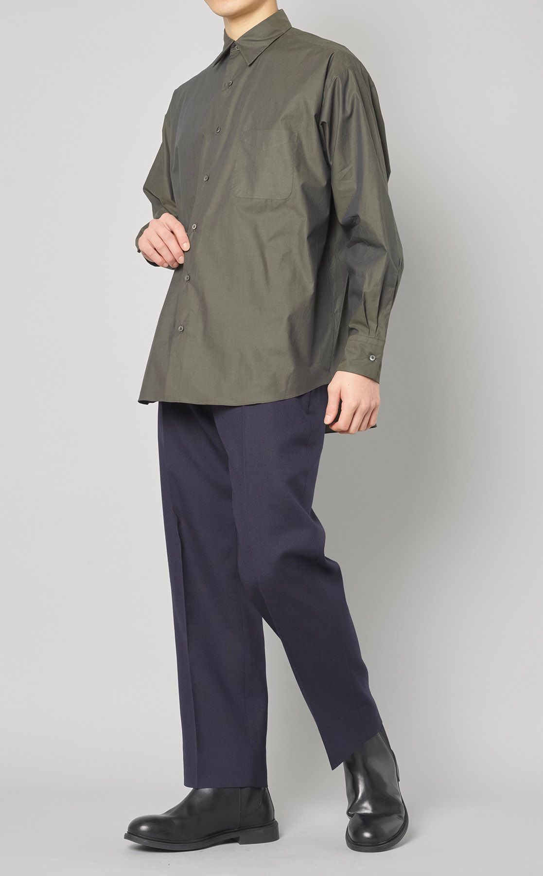 カシミヤフランネル ⁄ ダブルプリーテッドワイドトラウザーズ, D Navy