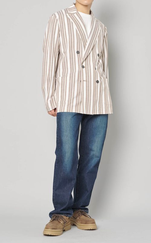 リネンストライプダブルジャケット