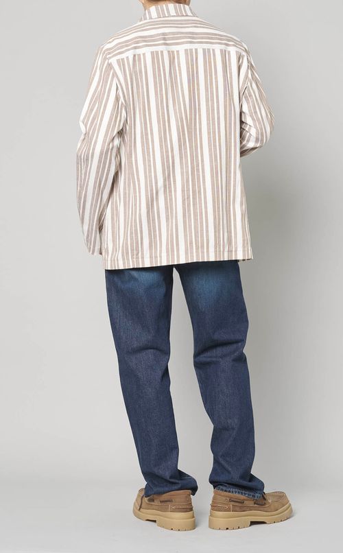 リネンストライプダブルジャケット