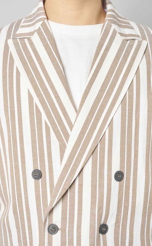 リネンストライプダブルジャケット