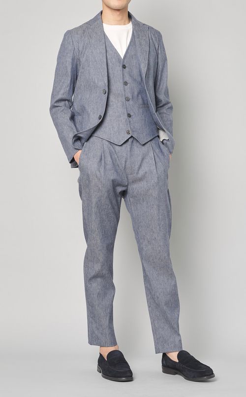 リネンコットンタックパンツ