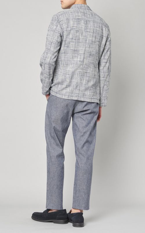 リネンチェックシングルジャケット