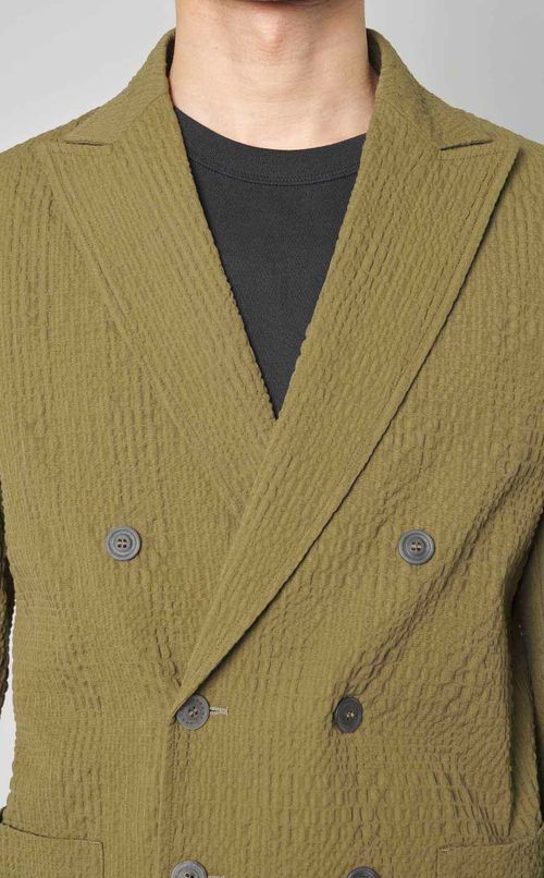 シアサッカーダブルジャケット