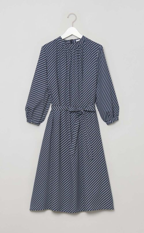 デジタルツイードスタンドネックドレス