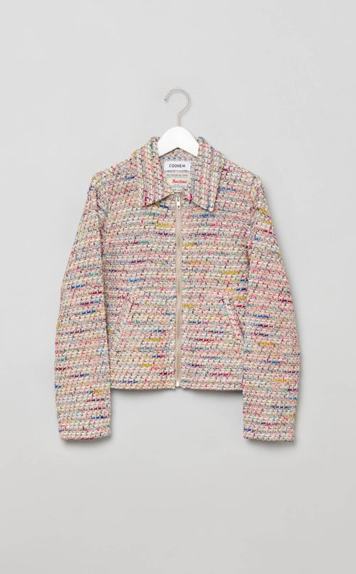 マルチカラーツイードジップブルゾン