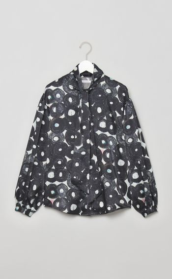 アートプリントボウタイブラウス