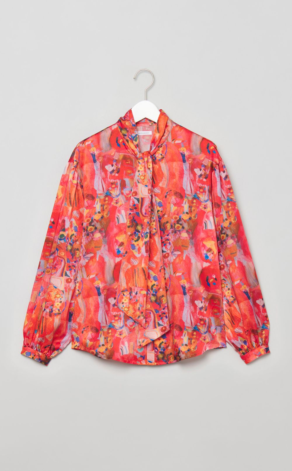 アートプリントボウタイブラウス