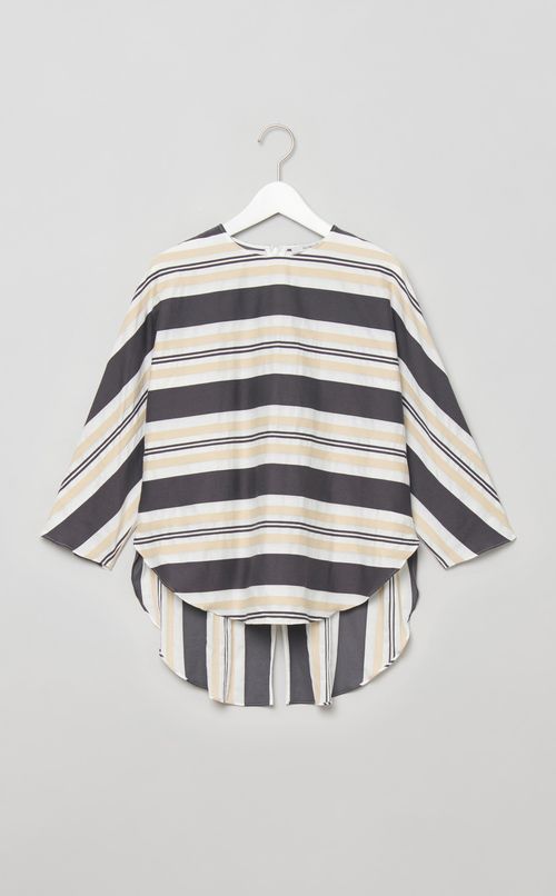 ビッグストライプバックスリットブラウス