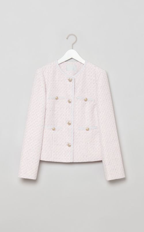 ノーカラーツイードジャケット