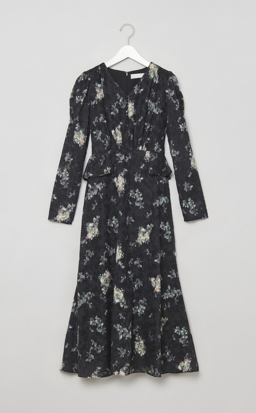 花柄ペプラムデザインワンピース