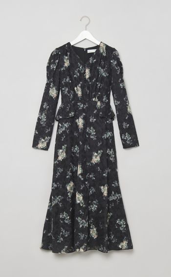 花柄ペプラムデザインワンピース