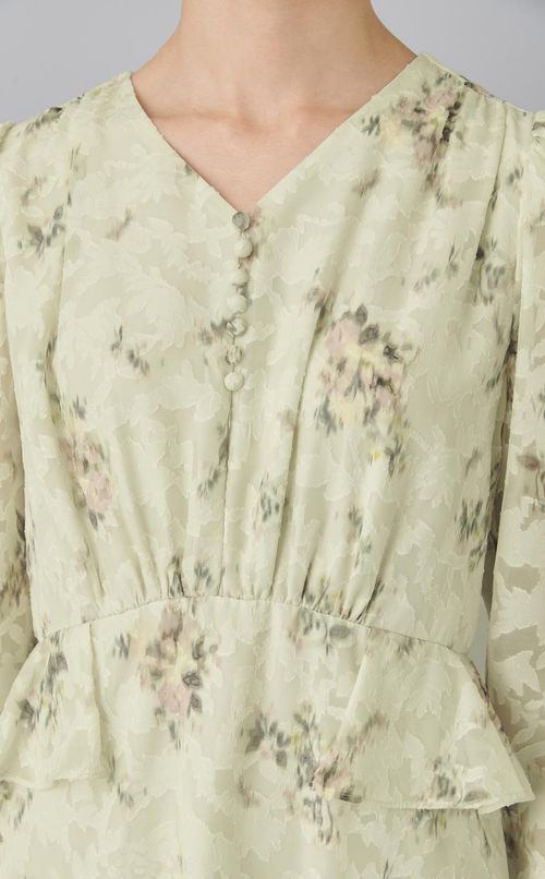 花柄ペプラムデザインワンピース