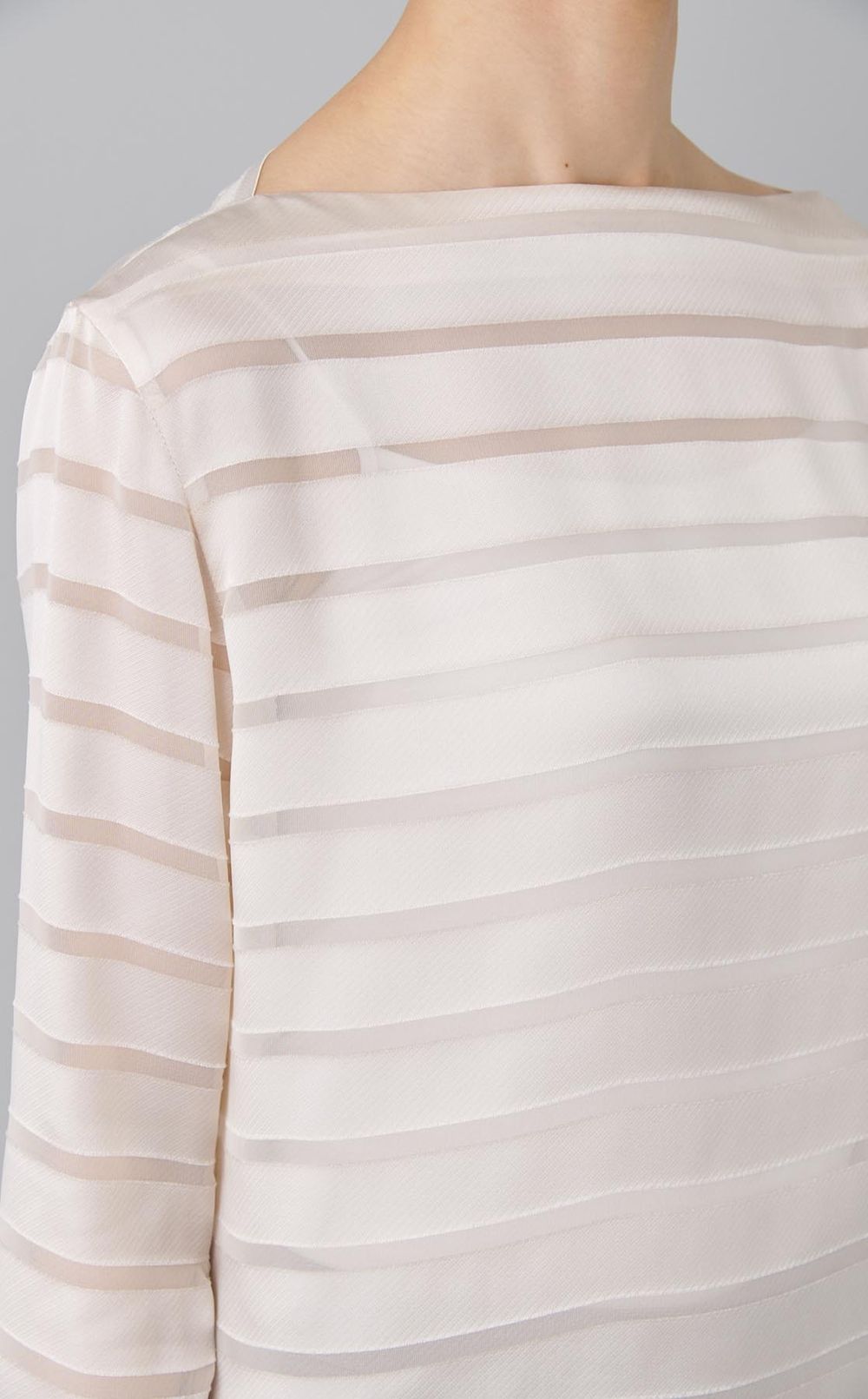 オパールボーダーボートネックブラウス