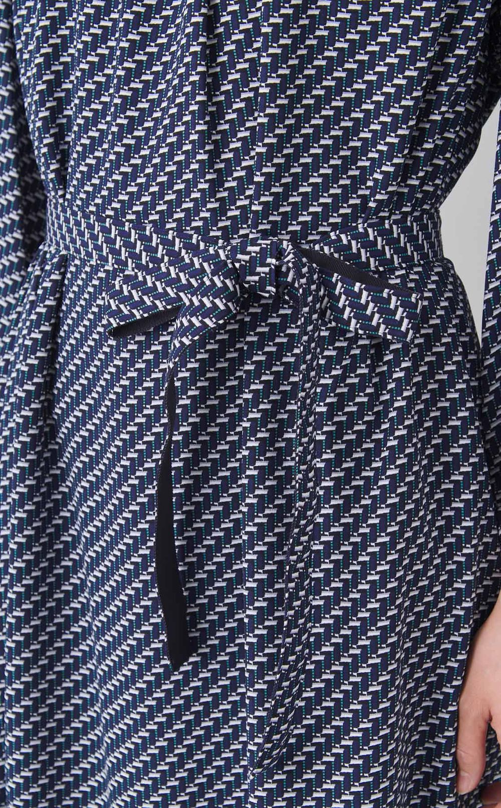 デジタルツイードスタンドネックドレス