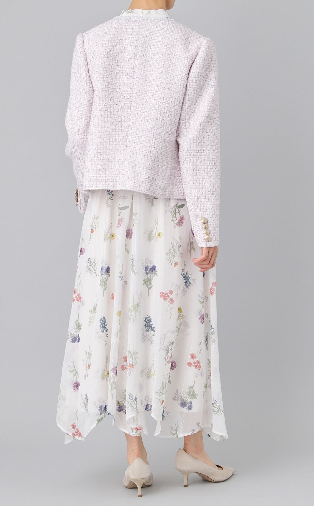 ノーカラーツイードジャケット