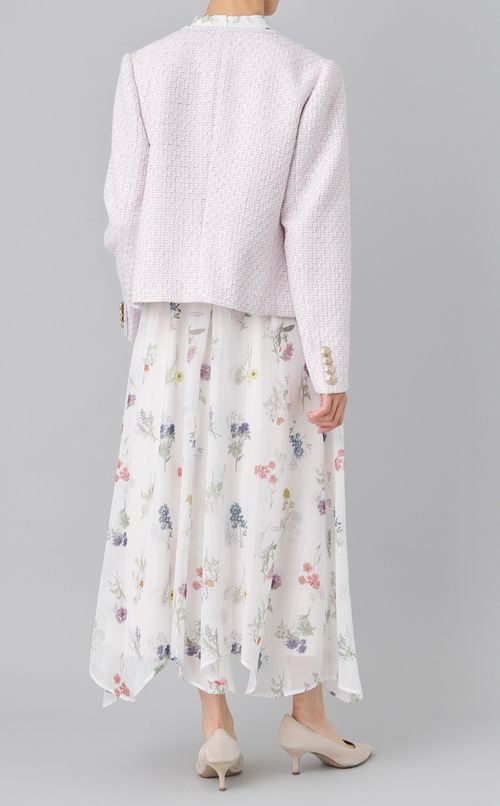 ノーカラーツイードジャケット