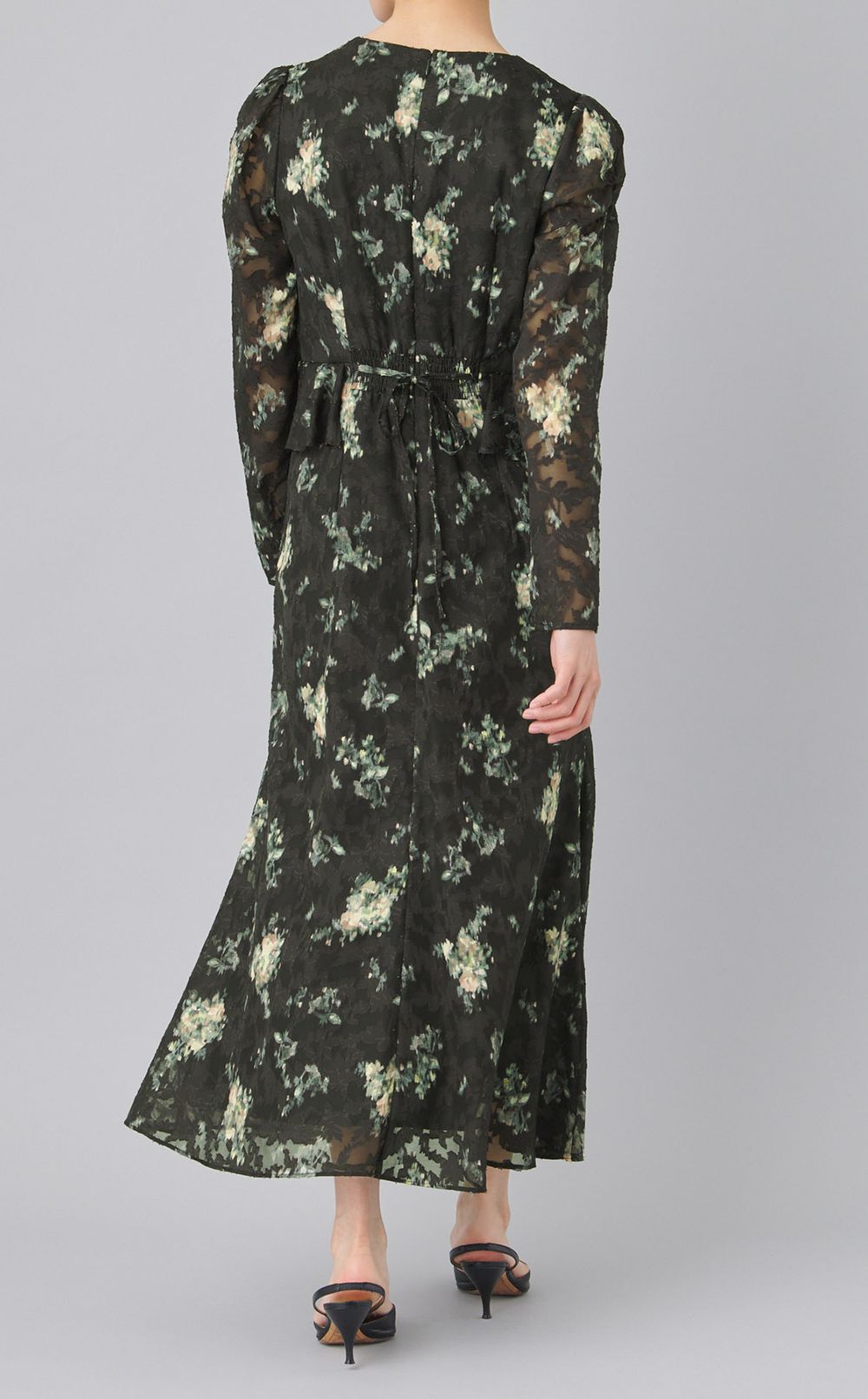 花柄ペプラムデザインワンピース