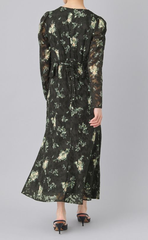 花柄ペプラムデザインワンピース