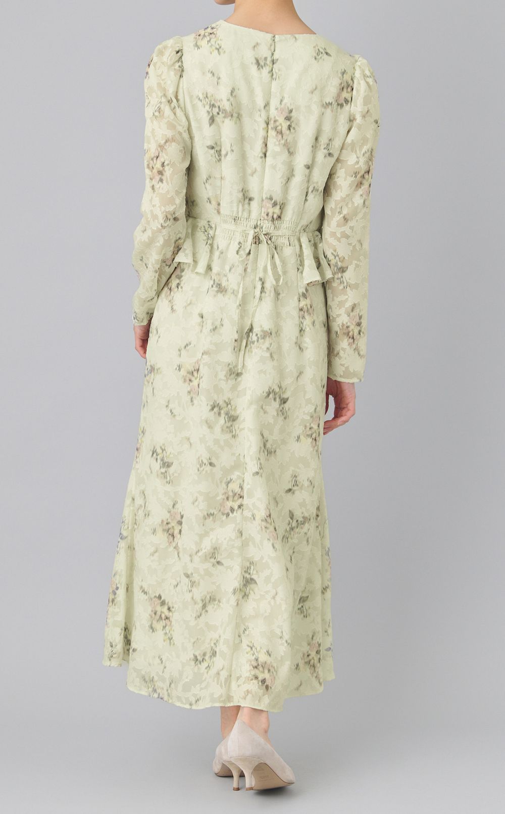 花柄ペプラムデザインワンピース