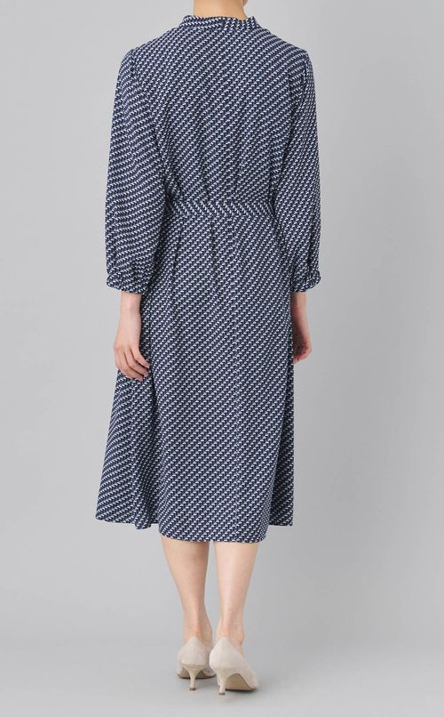 デジタルツイードスタンドネックドレス