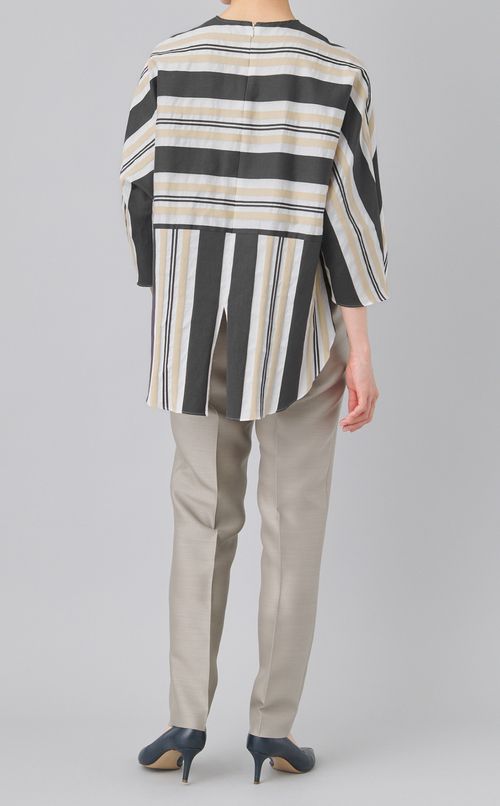 ビッグストライプバックスリットブラウス