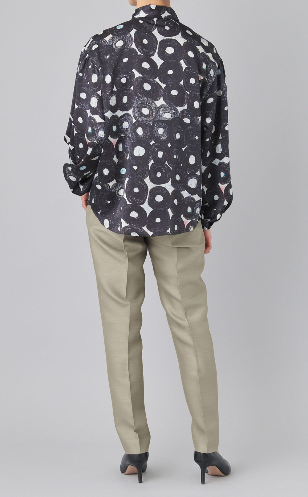 アートプリントボウタイブラウス