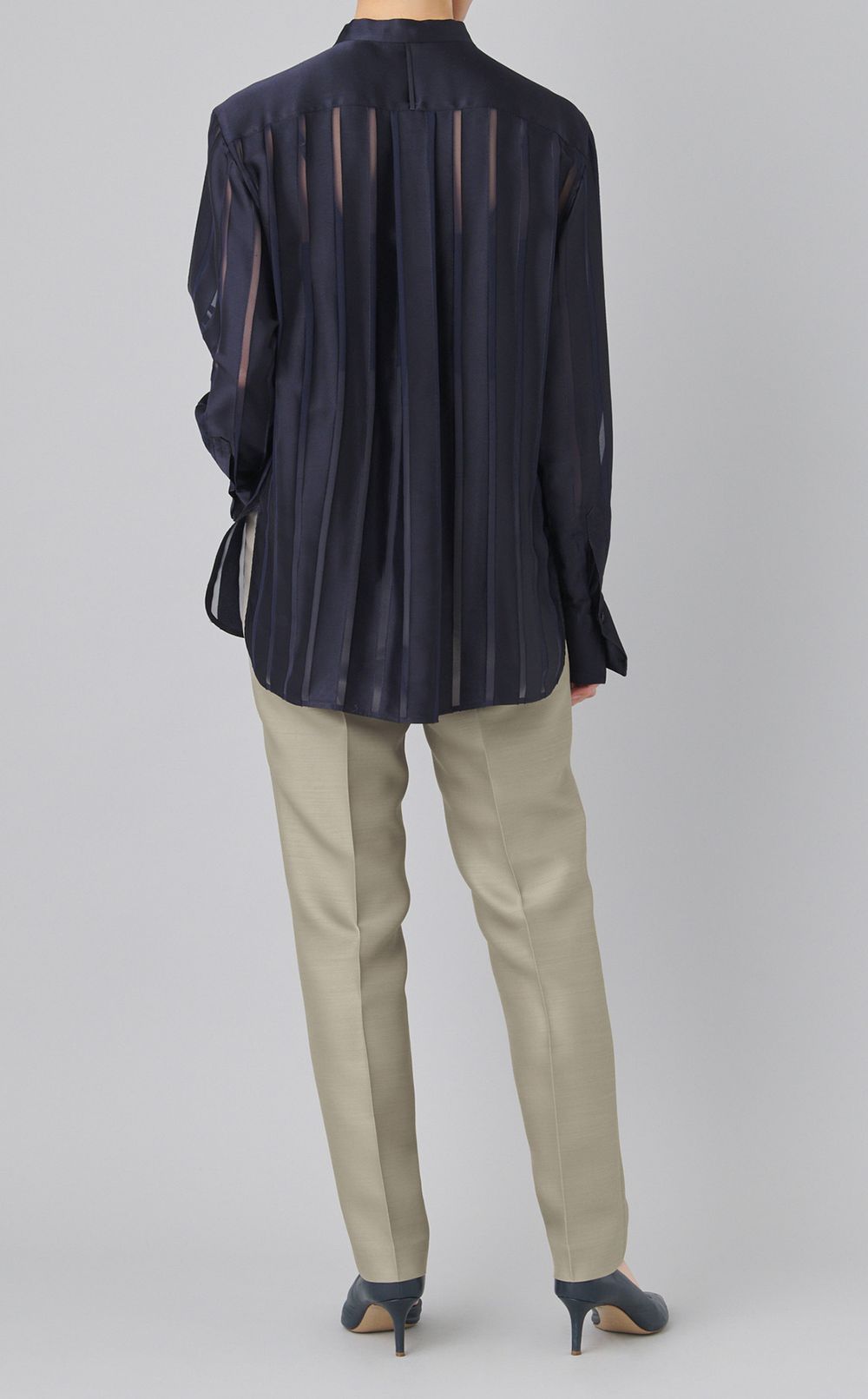 オパールボーダーバンドカラーブラウス