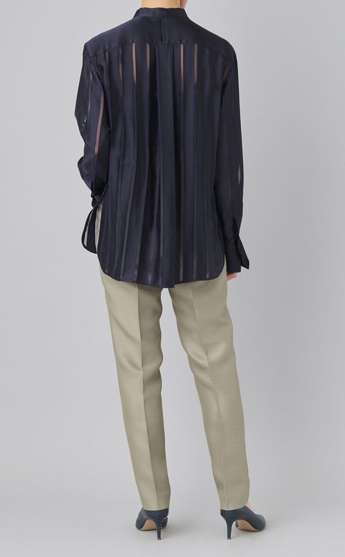 オパールボーダーバンドカラーブラウス