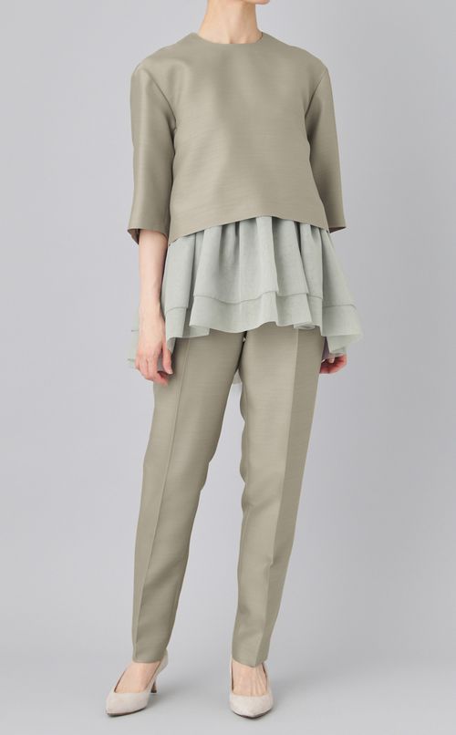 レイヤード2wayハーフスリーブブラウス