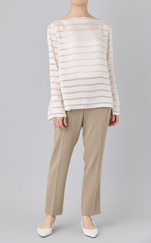 オパールボーダーボートネックブラウス