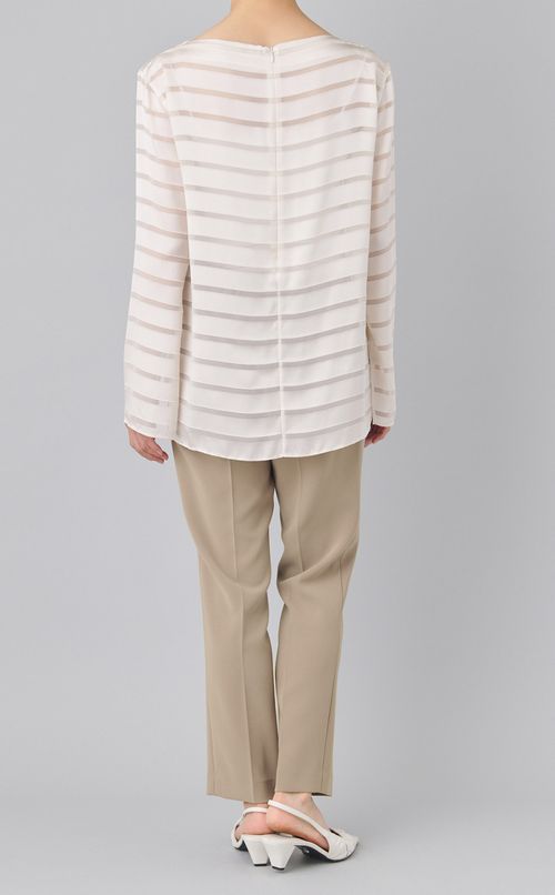 オパールボーダーボートネックブラウス