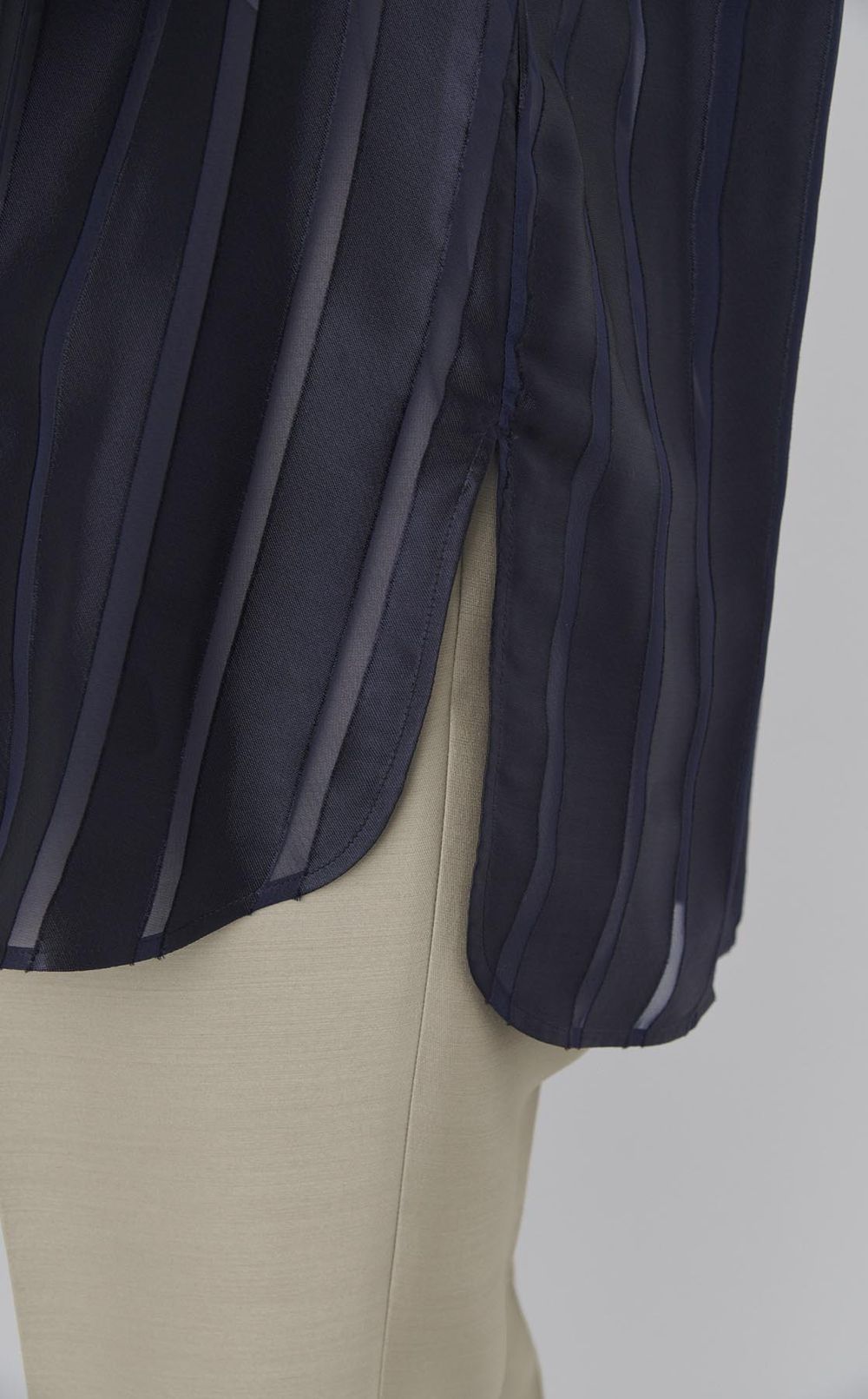 オパールボーダーバンドカラーブラウス