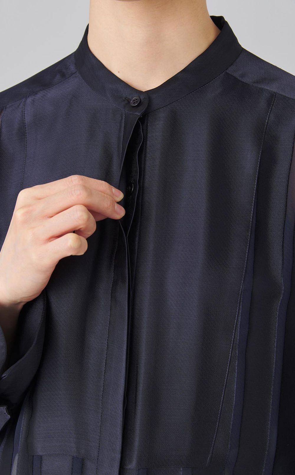 オパールボーダーバンドカラーブラウス