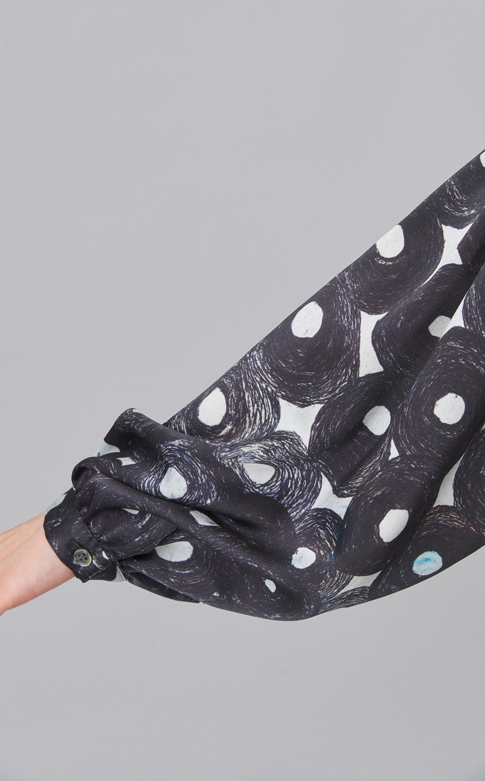 アートプリントボウタイブラウス