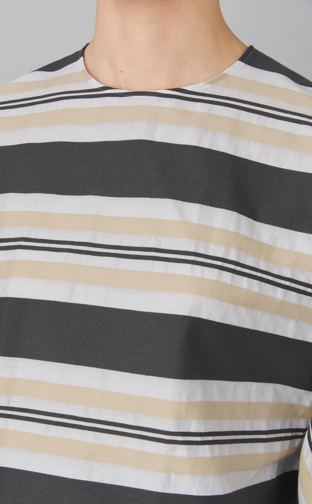 ビッグストライプバックスリットブラウス