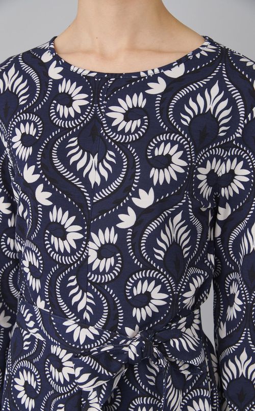 プリントベルテッドジャージワンピース