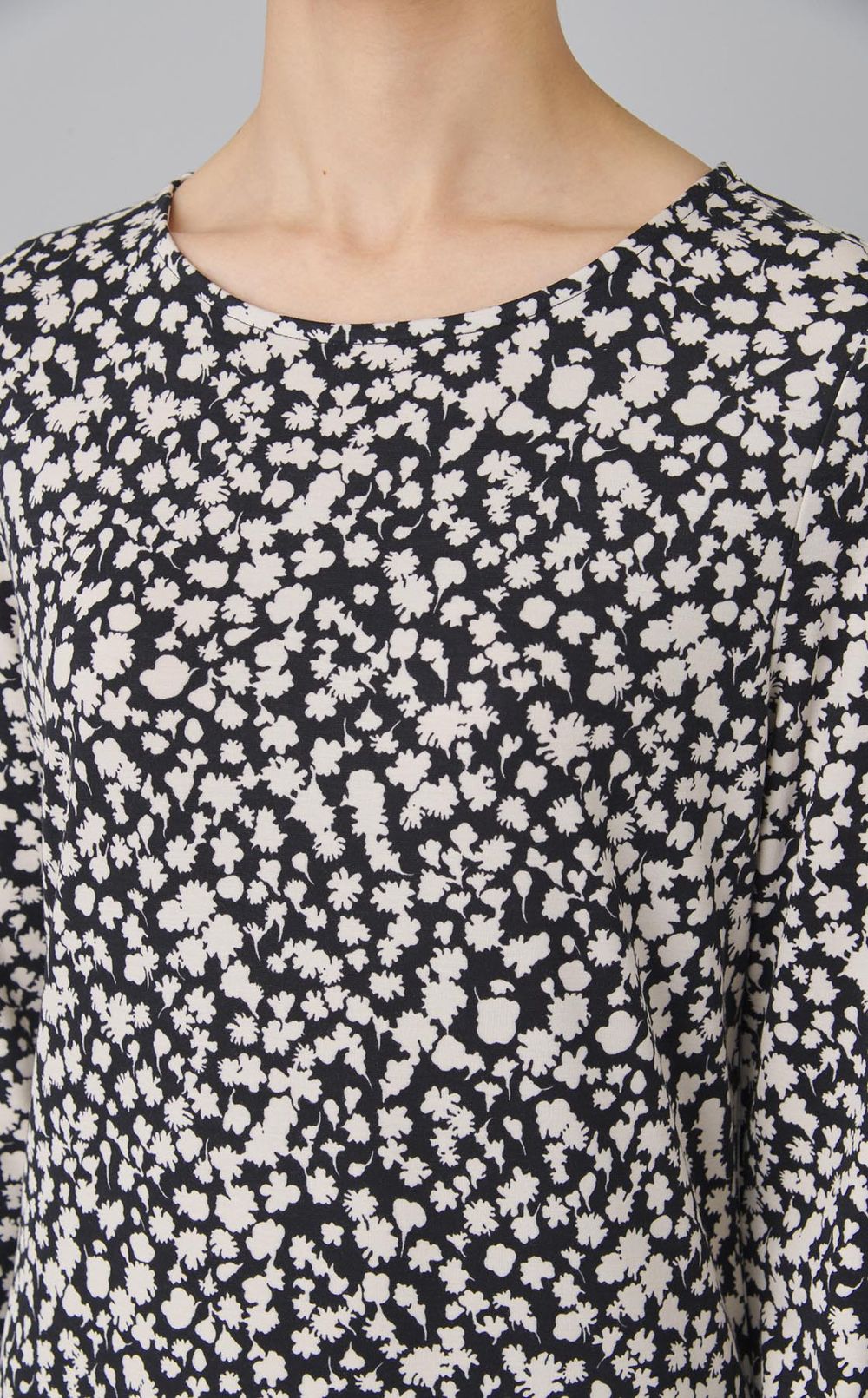 フラワープリント切替ジャージワンピース