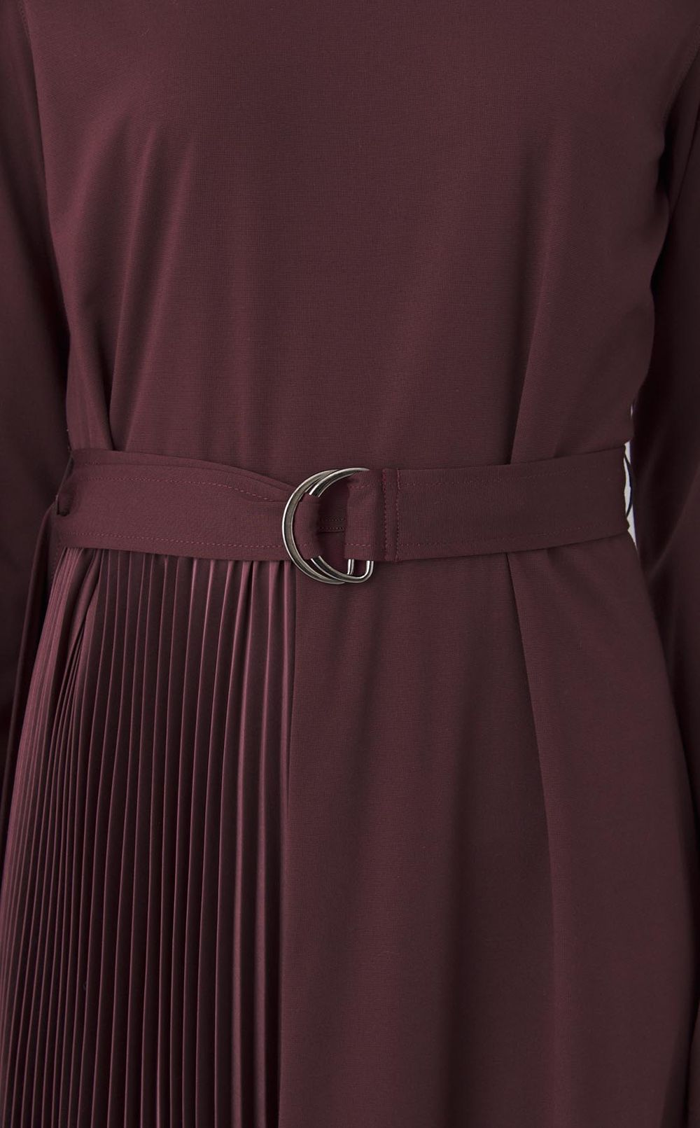 ジャージ切替プリーツベルテッドワンピース