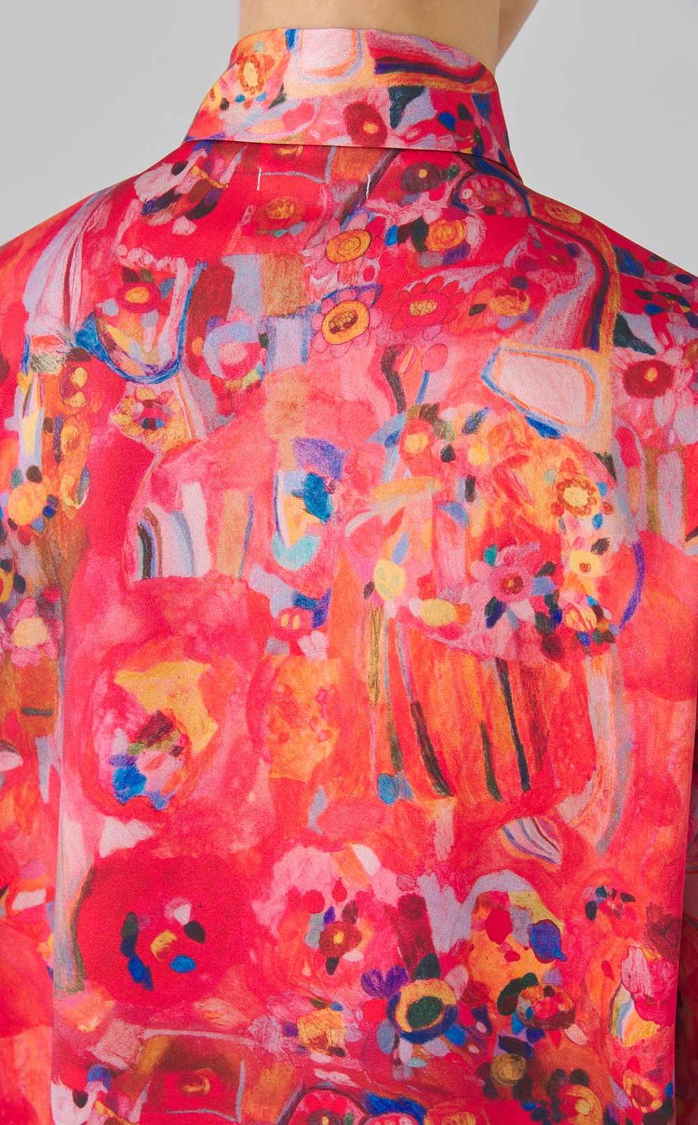 アートプリントボウタイブラウス