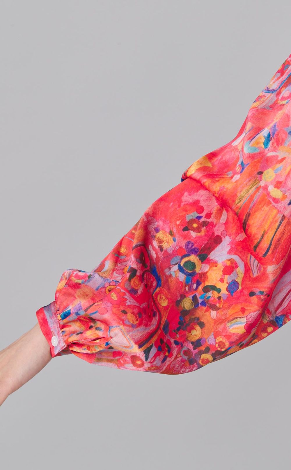 アートプリントボウタイブラウス